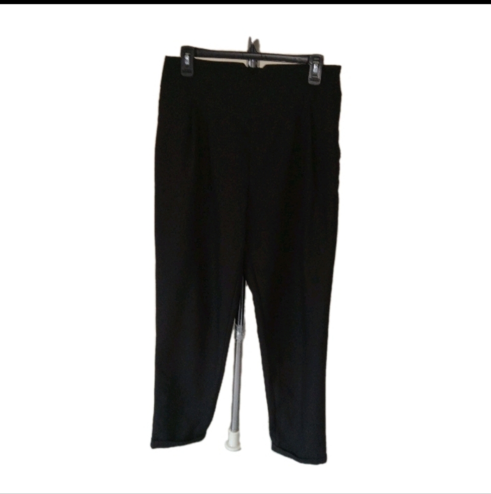 Nwt PRETTYLITTLETHINGS Black High Waisted Straight Cuffed Pants 8